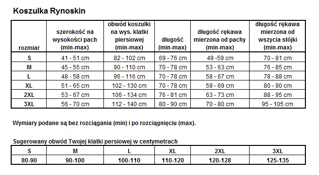 Rynoskin wymiary Koszulka